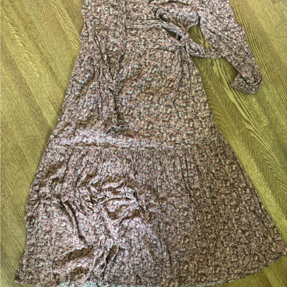 Carly Jean Los Angeles Floral Long Sleeve Dress - Brown and Pink